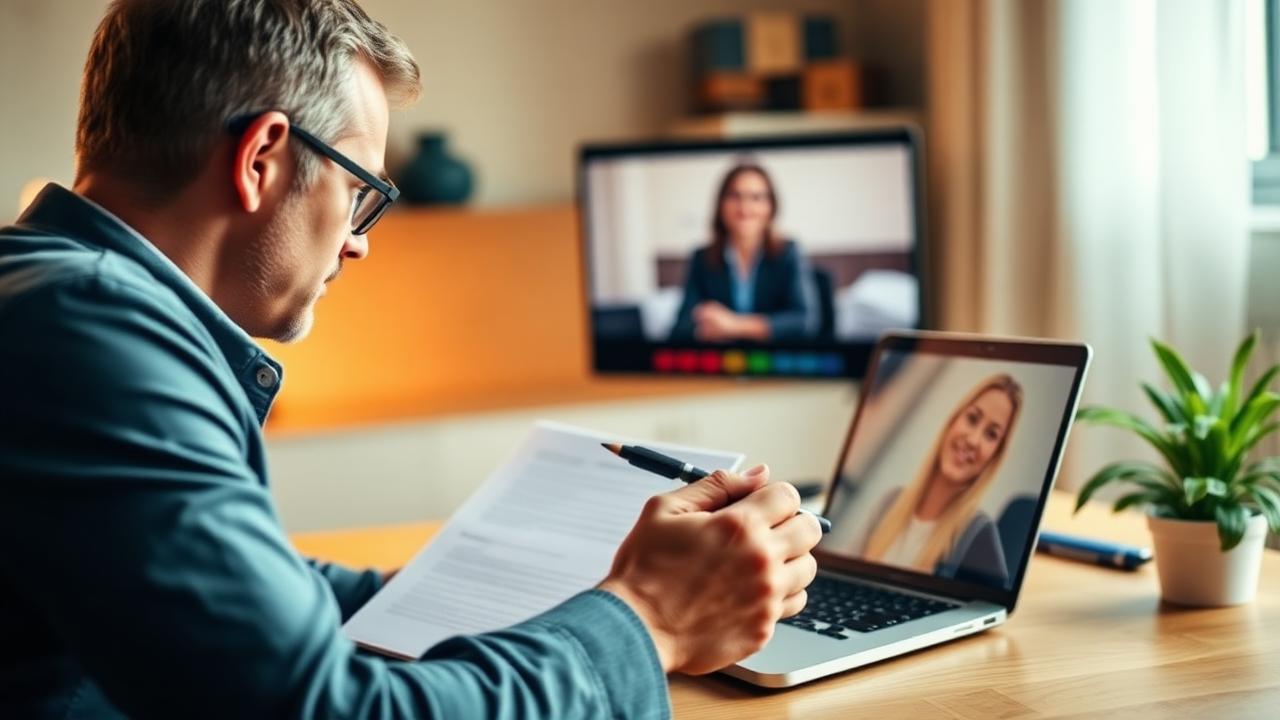 Online-Coaching-Termin zwischen Coach und Gründer