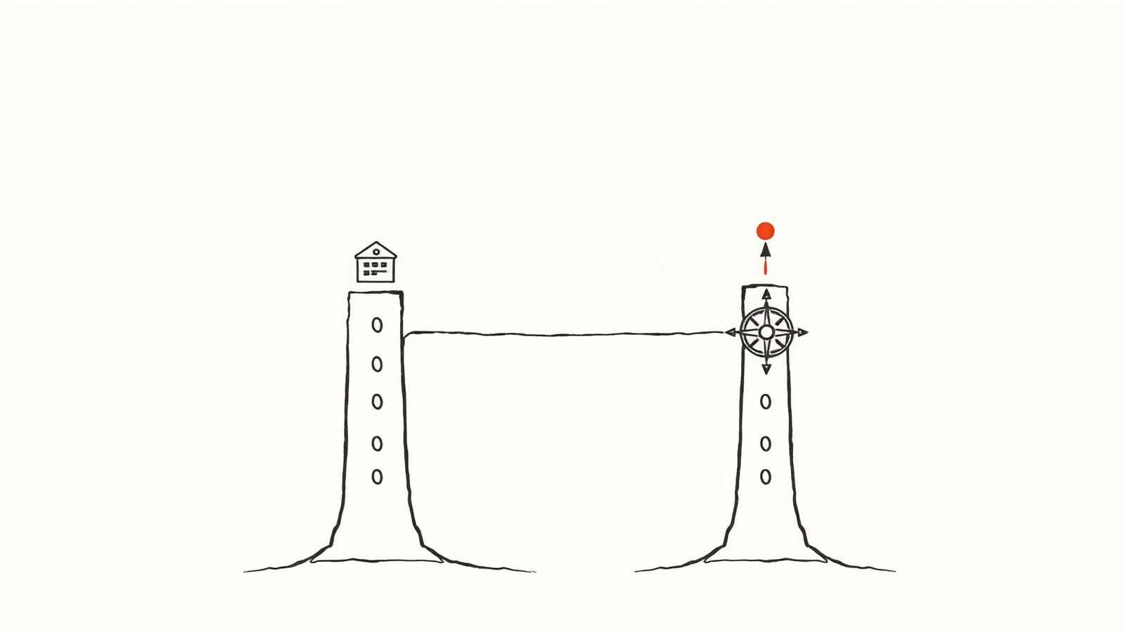 Editorial-Illustration: Rückwärtsplanung mit Meilenstein-Pfeil bis zum Zielpunkt