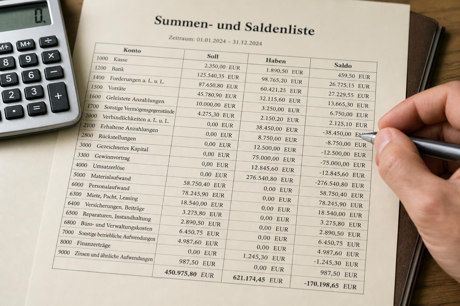Summen- und Saldenliste – Übersicht der Konten mit Salden und Summen als Steuerungsinstrument