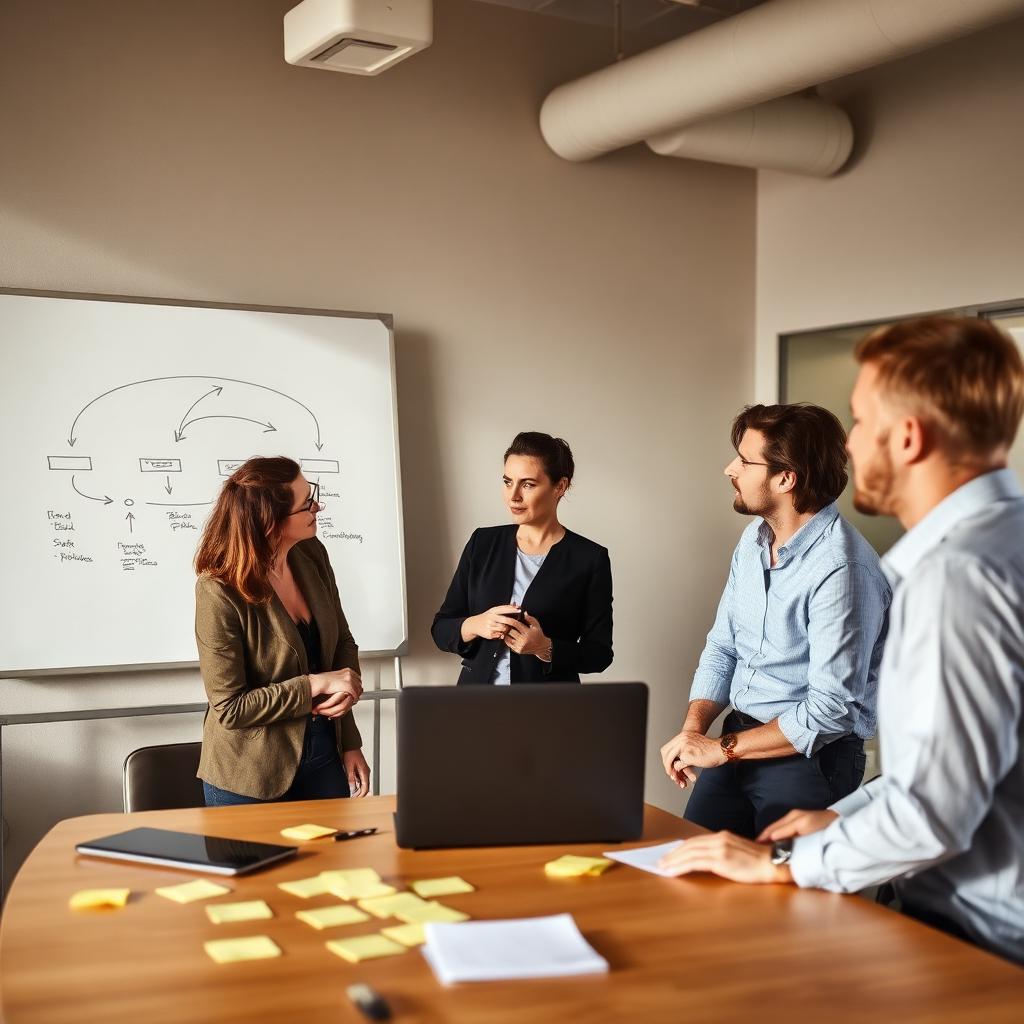 Team plant einen Prozess am Whiteboard